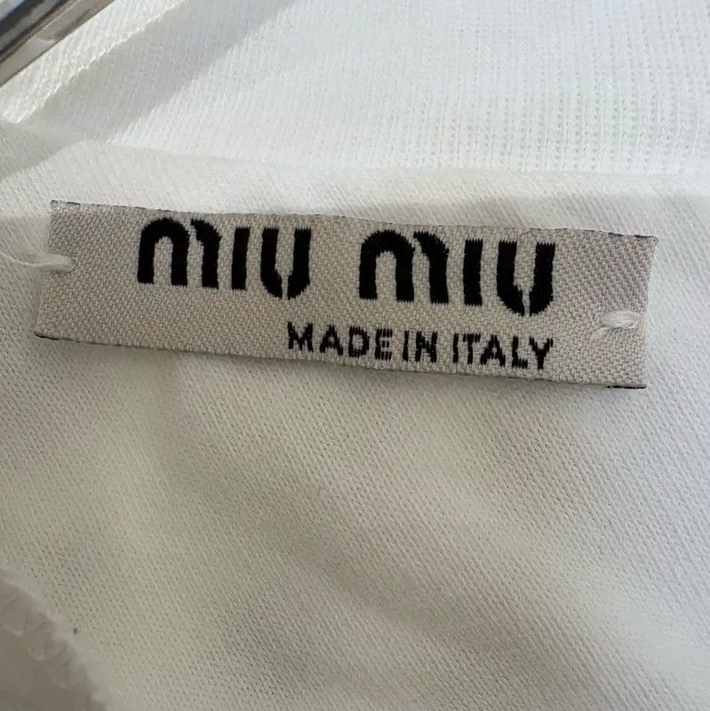 Miu Miu Miu Miu Summer White Cotton Short Sleeve Tee 0089 Size M / US 6-8 / IT 42-44 - 7 Thumbnail