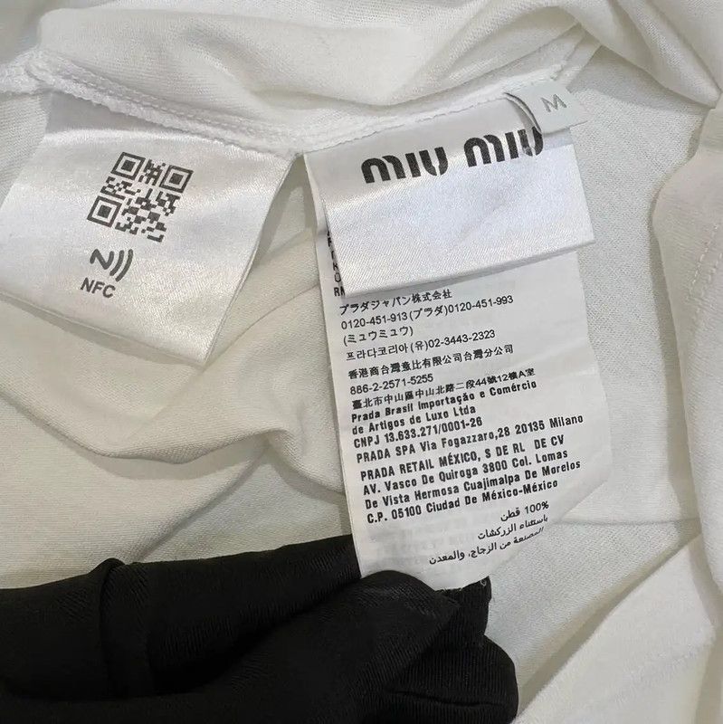 Miu Miu Miu Miu Summer White Cotton Short Sleeve Tee 0089 Size M / US 6-8 / IT 42-44 - 8 Thumbnail