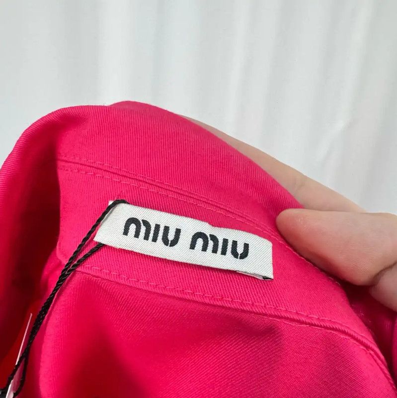 Miu Miu Miu Miu Pink Cotton Long Jacket for Women 0089 Size M / US 6-8 / IT 42-44 - 5 Thumbnail