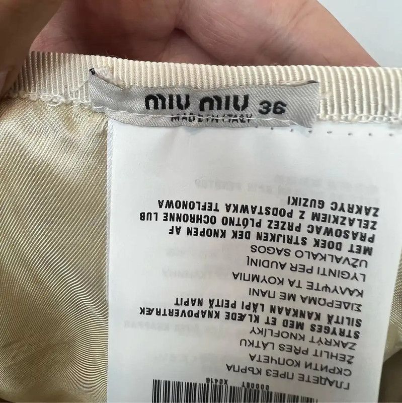 Miu Miu Miu Miu Cream Cotton Women’s Skirt 0089 Size 23" - 3 Thumbnail