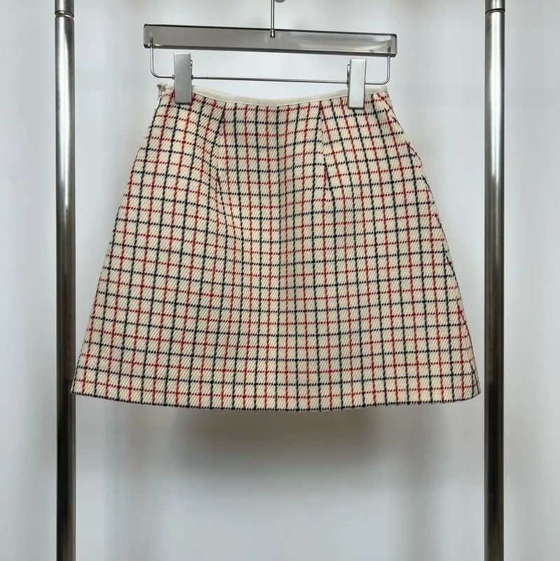 Miu Miu Miu Miu Cream Cotton Women’s Skirt 0089 Size 23" - 2 Thumbnail
