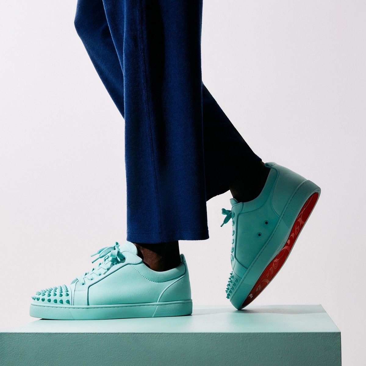 Christian Louboutin louis junior spikes orlato flat suede iceberg Size US 13 / EU 46 - 3 Thumbnail