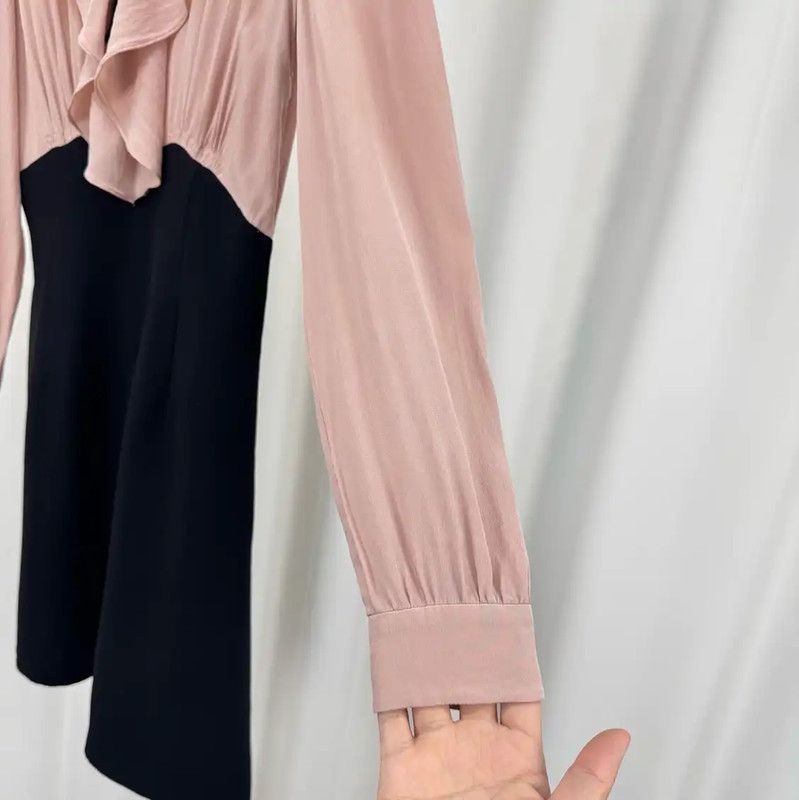 Miu Miu Miu Miu Colorblock Silk Long Sleeve Dress 0089 Size S / US 4 / IT 40 - 4 Thumbnail