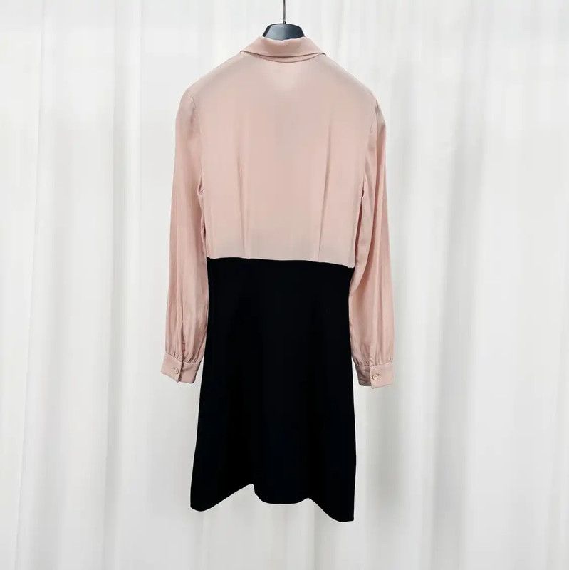 Miu Miu Miu Miu Colorblock Silk Long Sleeve Dress 0089 Size S / US 4 / IT 40 - 2 Thumbnail