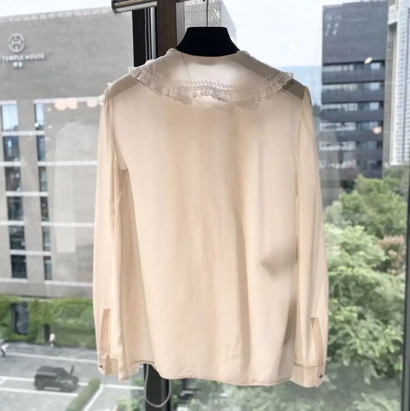 Miu Miu Miu Miu Pleated Silk Blouse in Pink 0089 Size ONE SIZE - 2 Thumbnail