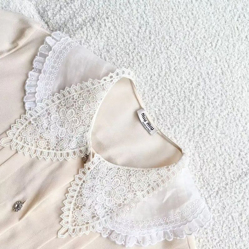 Miu Miu Miu Miu Pleated Silk Blouse in Pink 0089 Size ONE SIZE - 3 Thumbnail