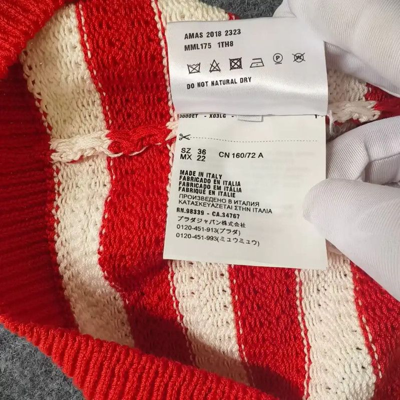 Miu Miu Miu Miu Red Striped Women's T-shirt 0089 Size XS / US 0-2 / IT 36-38 - 3 Thumbnail