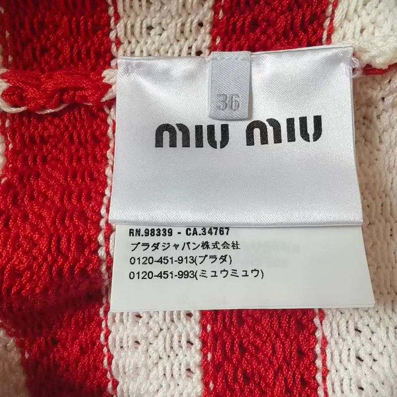 Miu Miu Miu Miu Red Striped Women's T-shirt 0089 Size XS / US 0-2 / IT 36-38 - 5 Thumbnail