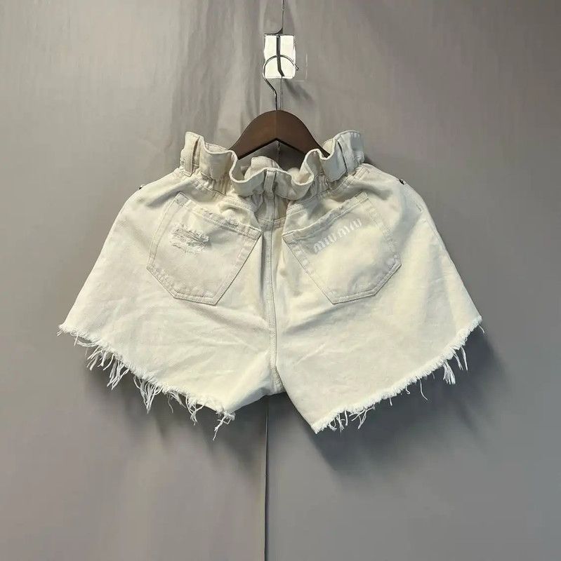 Miu Miu Miu Miu White Cotton Women's Shorts S Size 0089 Size 23" - 2 Thumbnail