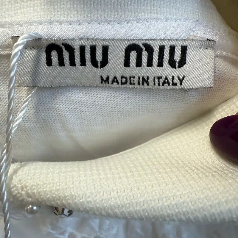 Miu Miu Miu Miu White Cotton Women's T-Shirt 0089 Size L / US 10 / IT 46 - 4 Thumbnail
