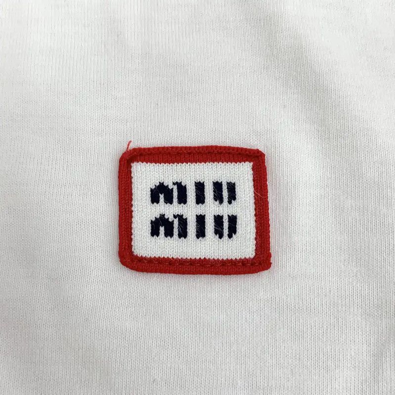 Miu Miu Miu Miu White Cropped Cotton T-Shirt 0089 Size M / US 6-8 / IT 42-44 - 5 Thumbnail
