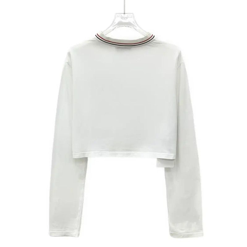 Miu Miu Miu Miu White Cropped Cotton T-Shirt 0089 Size M / US 6-8 / IT 42-44 - 2 Thumbnail
