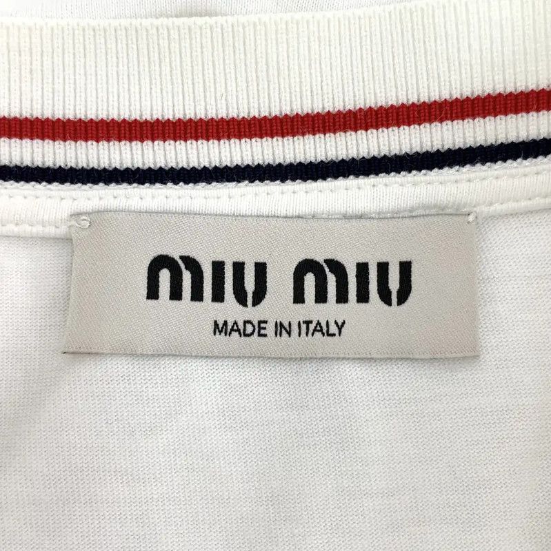Miu Miu Miu Miu White Cropped Cotton T-Shirt 0089 Size M / US 6-8 / IT 42-44 - 6 Thumbnail
