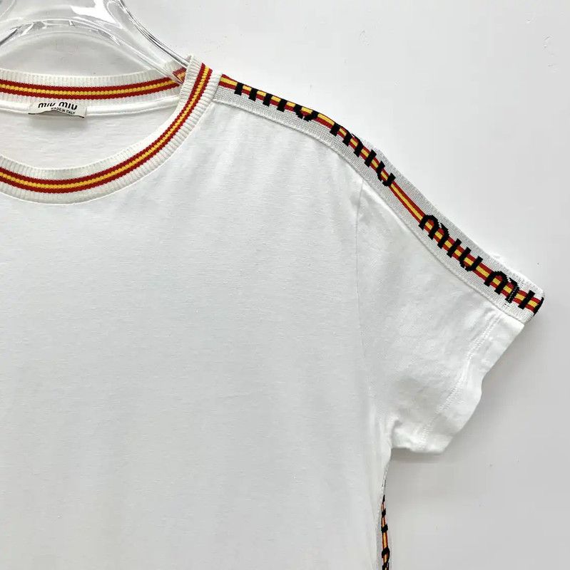 Miu Miu Miu Miu White Cotton Women's T-Shirt 0089 Size L / US 10 / IT 46 - 3 Thumbnail