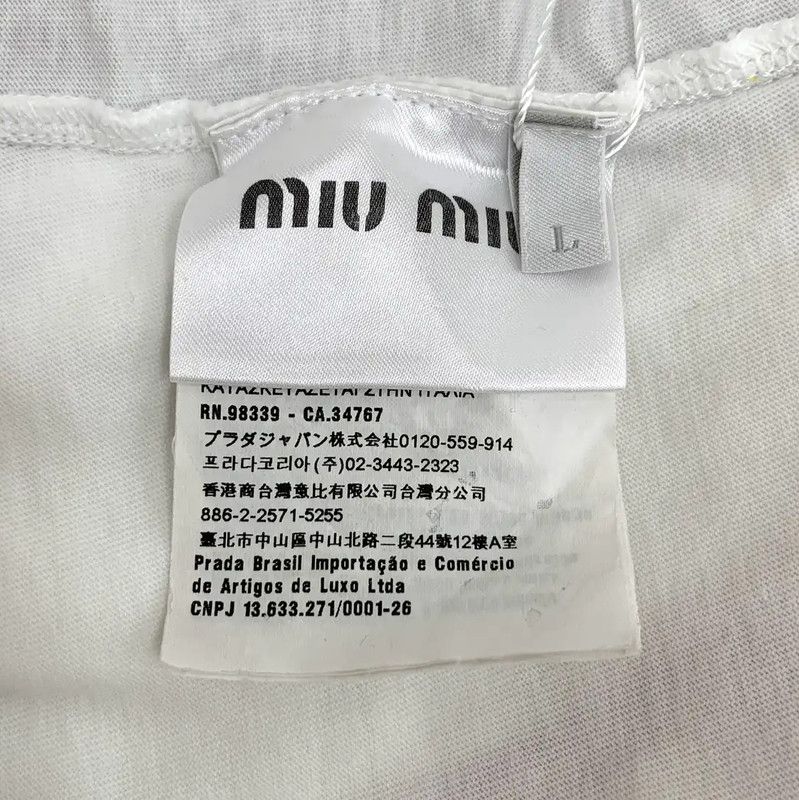 Miu Miu Miu Miu White Cotton Women's T-Shirt 0089 Size L / US 10 / IT 46 - 6 Thumbnail