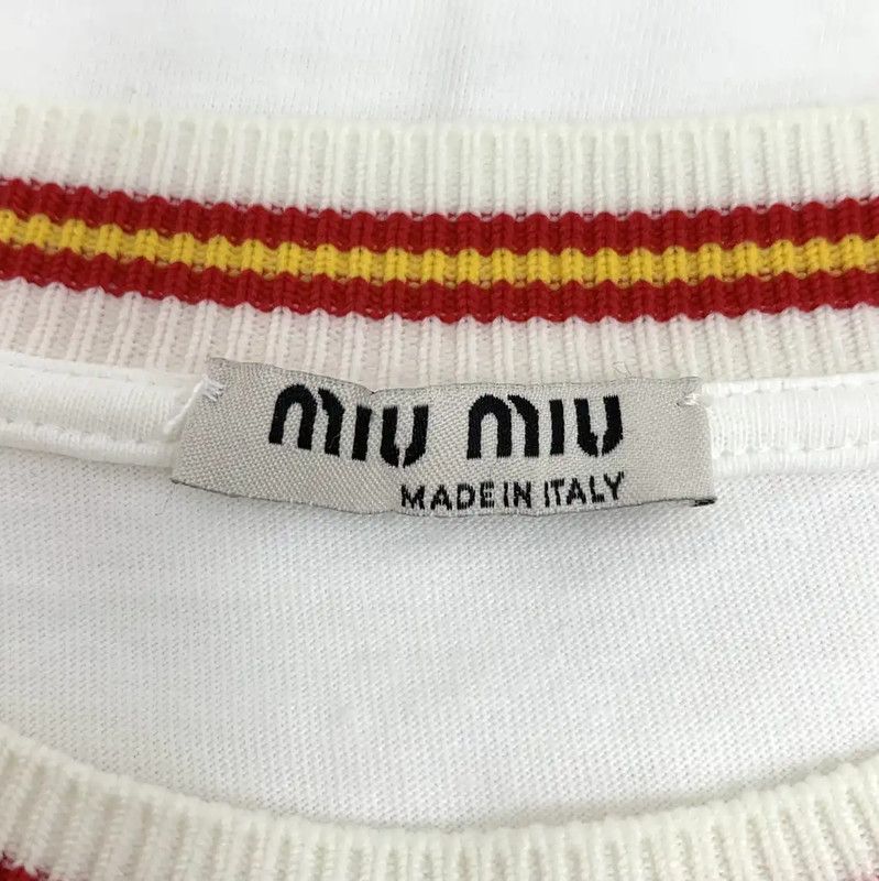 Miu Miu Miu Miu White Cotton Women's T-Shirt 0089 Size L / US 10 / IT 46 - 5 Thumbnail