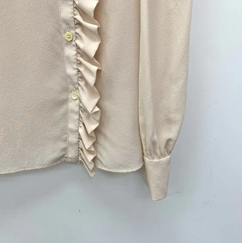 Miu Miu Miu Miu Women's Beige Silk Blouse 0089 Size S / US 4 / IT 40 - 4 Thumbnail