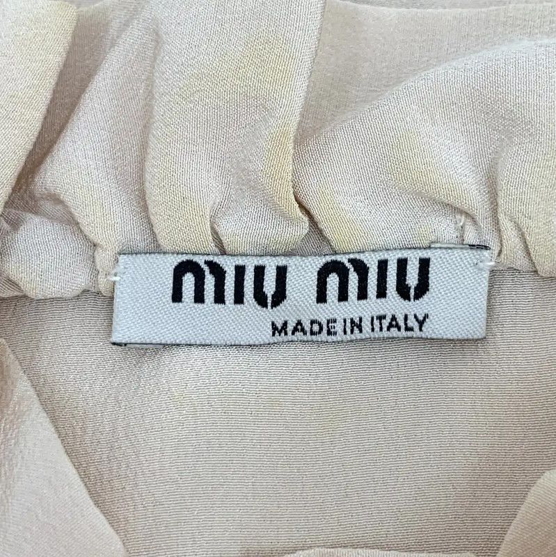 Miu Miu Miu Miu Women's Beige Silk Blouse 0089 Size S / US 4 / IT 40 - 5 Thumbnail