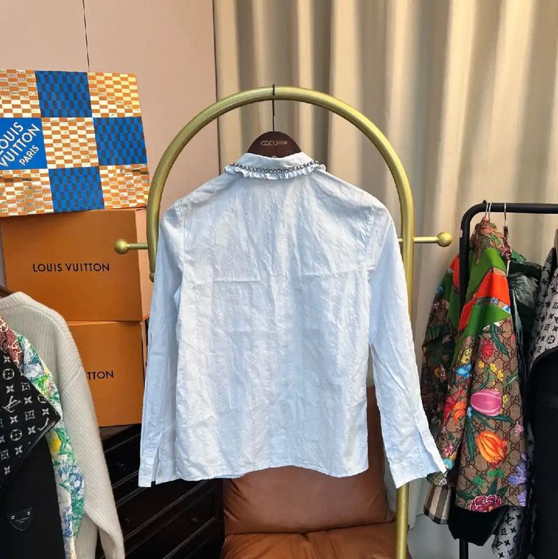 Miu Miu Miu Miu White Cotton Women's Shirt 0089 Size M / US 6-8 / IT 42-44 - 2 Thumbnail
