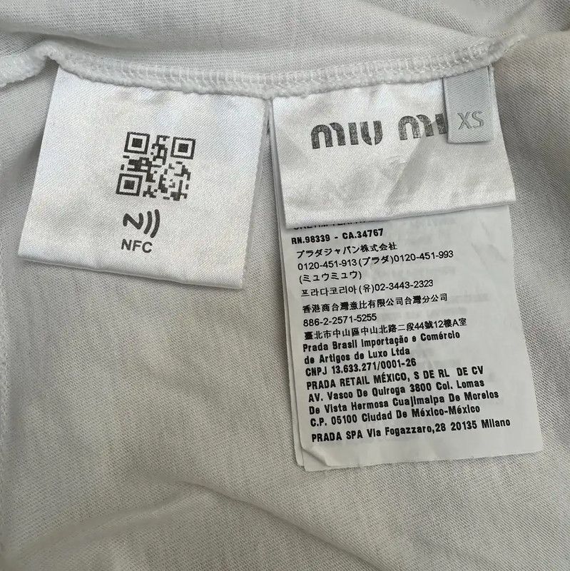 Miu Miu Miu Miu White Cropped Long Sleeve T-Shirt 0089 Size XS / US 0-2 / IT 36-38 - 7 Thumbnail