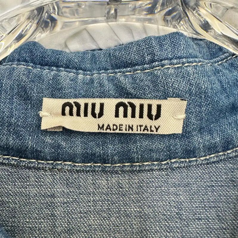 Miu Miu Miu Miu Blue Denim Short Sleeve Cardigan 0089 Size L / US 10 / IT 46 - 7 Thumbnail