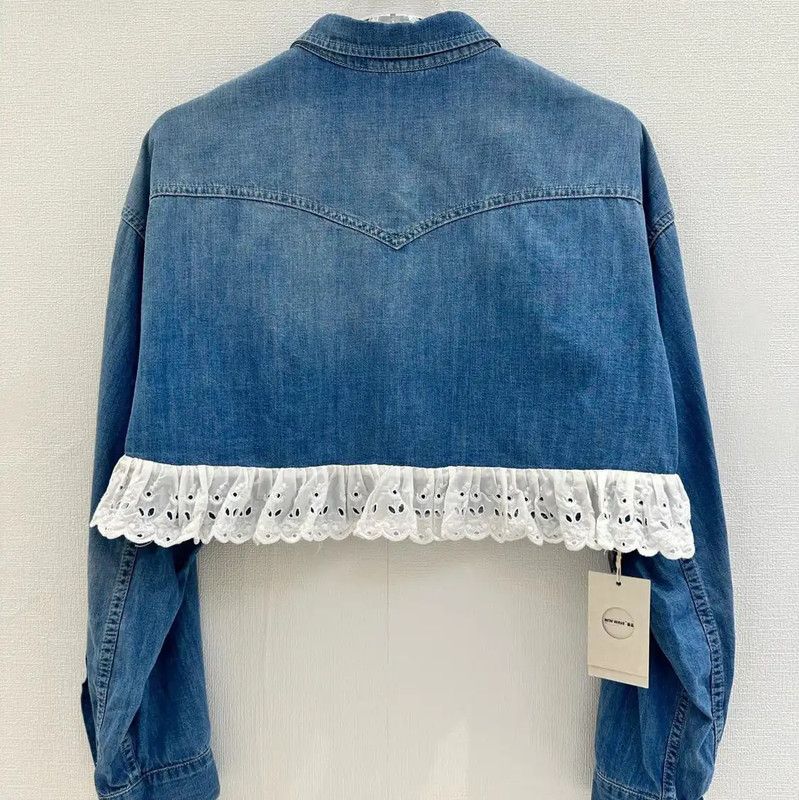 Miu Miu Miu Miu Blue Denim Short Sleeve Cardigan 0089 Size L / US 10 / IT 46 - 2 Thumbnail