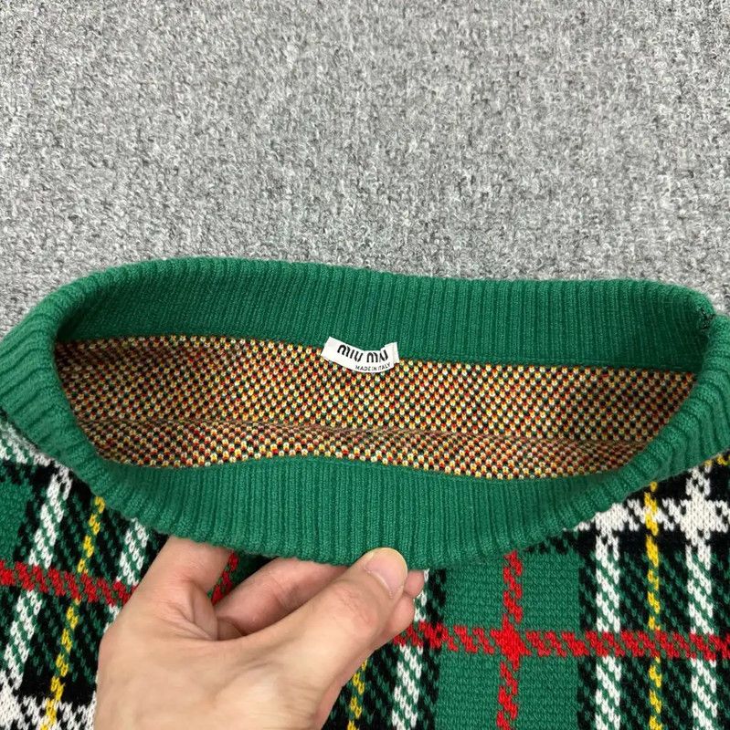 Miu Miu Miu Miu Green Plaid Pattern Mini Skirt 0089 Size 22" - 3 Thumbnail
