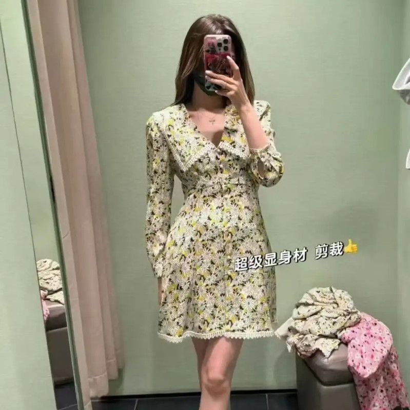 Miu Miu Miu Miu Floral Print Long Sleeve Dress 0089 Size L / US 10 / IT 46 - 5 Thumbnail