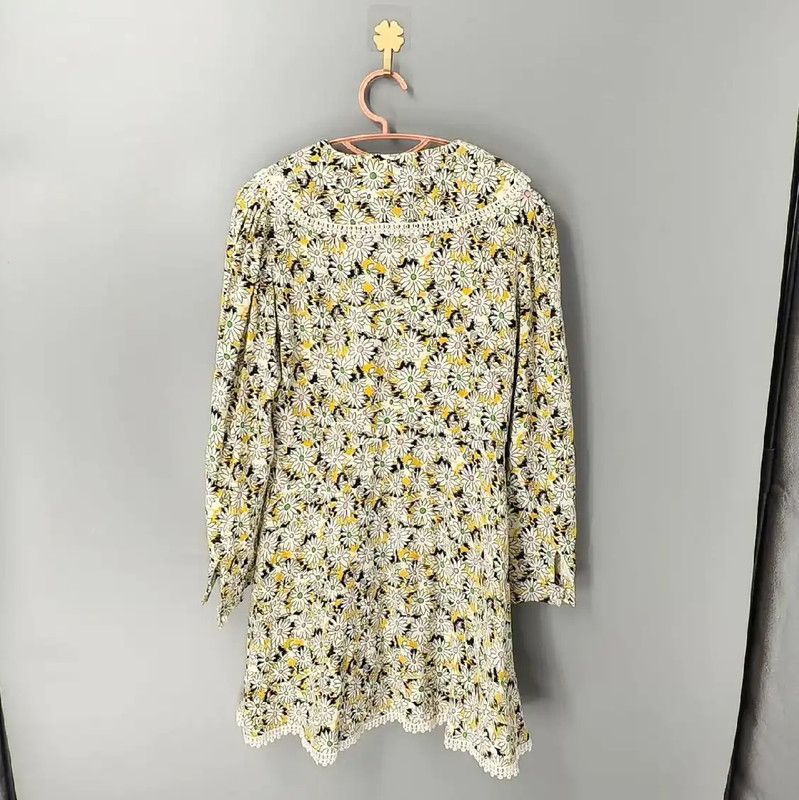 Miu Miu Miu Miu Floral Print Long Sleeve Dress 0089 Size L / US 10 / IT 46 - 2 Thumbnail