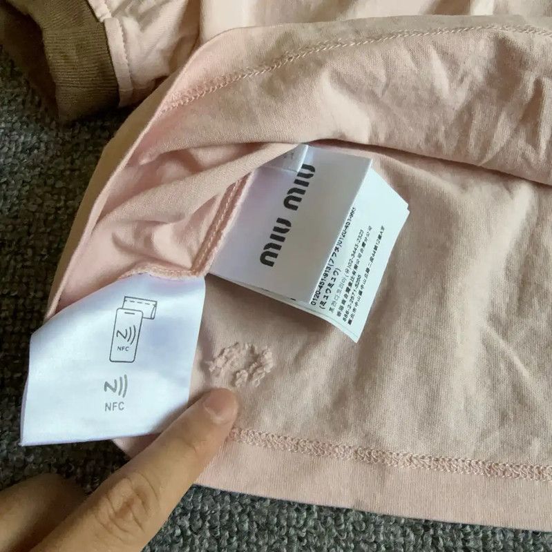 Miu Miu Miu Miu Pink Cropped Cotton T-Shirt 0089 Size S / US 4 / IT 40 - 5 Thumbnail