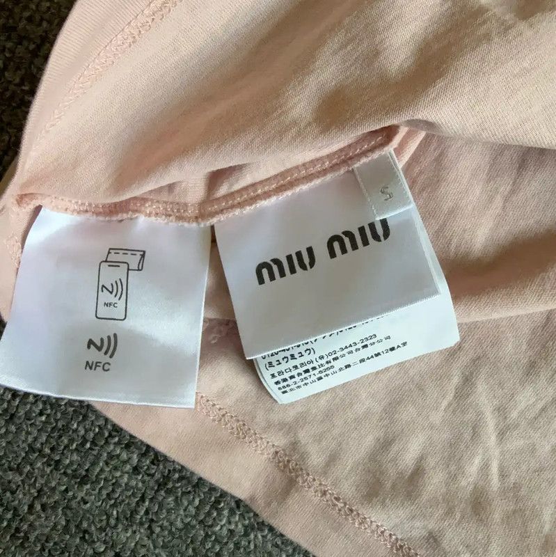 Miu Miu Miu Miu Pink Cropped Cotton T-Shirt 0089 Size S / US 4 / IT 40 - 4 Thumbnail