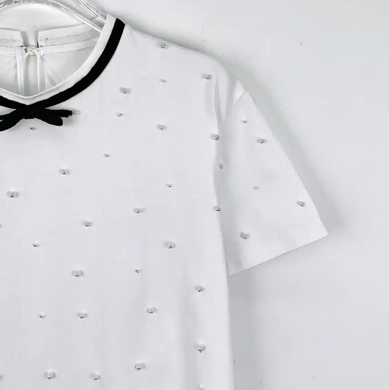 Miu Miu Miu Miu White Cotton T-shirt for Women 0089 Size M / US 6-8 / IT 42-44 - 3 Thumbnail