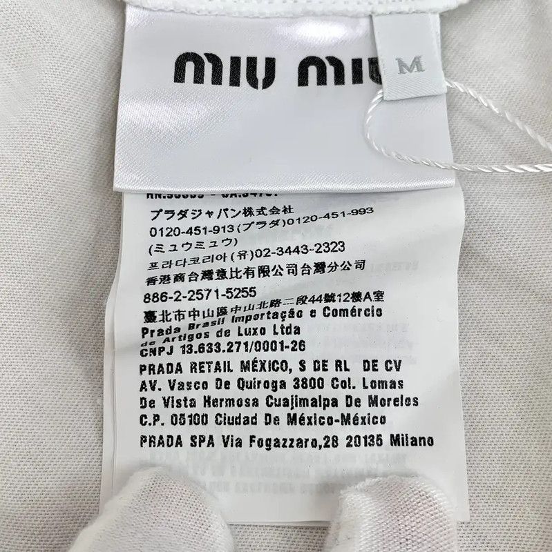 Miu Miu Miu Miu White Cotton T-shirt for Women 0089 Size M / US 6-8 / IT 42-44 - 6 Thumbnail