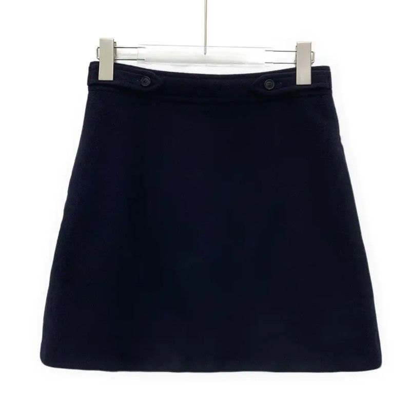 Miu Miu Miu Miu XS Navy Wool Mini Skirt 0089 Size 22" - 2 Thumbnail