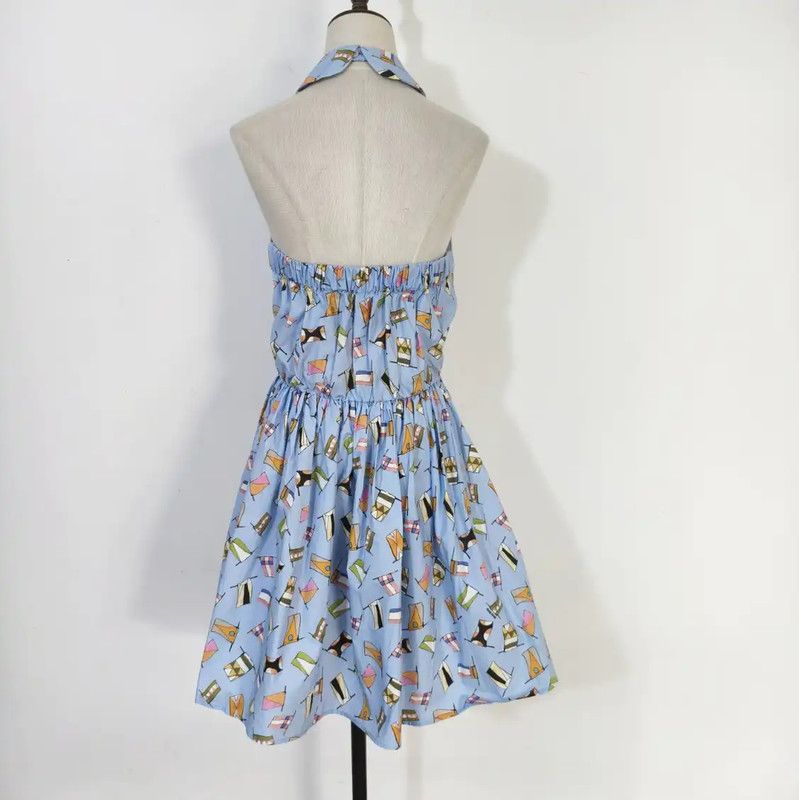 Miu Miu Miu Miu Light Blue Cotton Summer Dress 0089 Size L / US 10 / IT 46 - 4 Thumbnail