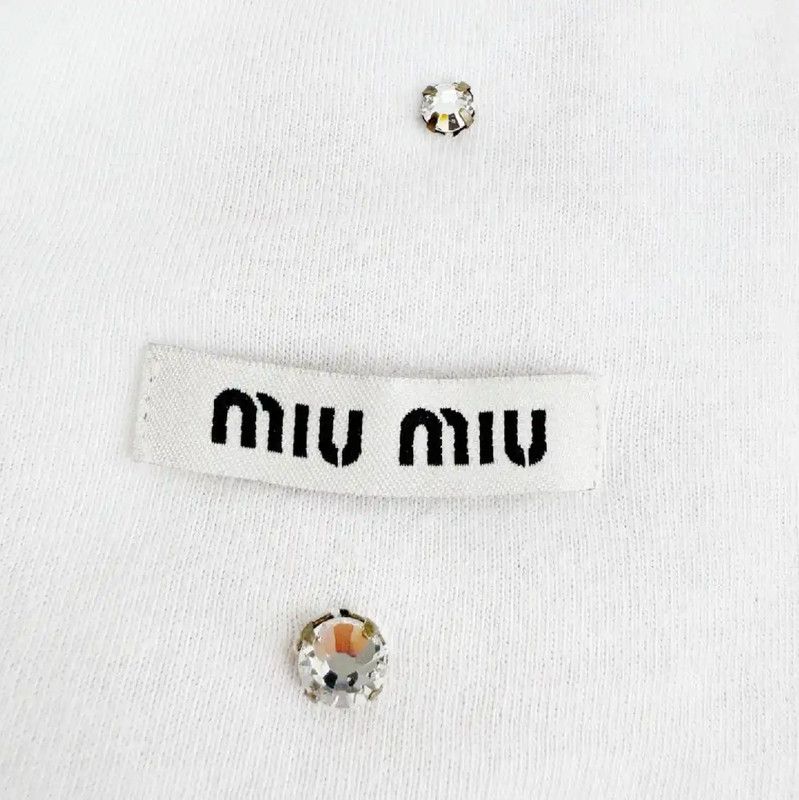 Miu Miu Miu Miu White Cotton Short Sleeve T-Shirt 0089 Size S / US 4 / IT 40 - 4 Thumbnail