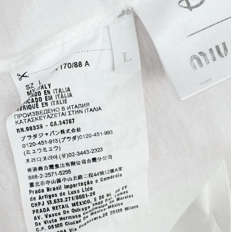 Miu Miu Miu Miu White Cotton Short Sleeve T-Shirt 0089 Size S / US 4 / IT 40 - 5 Thumbnail