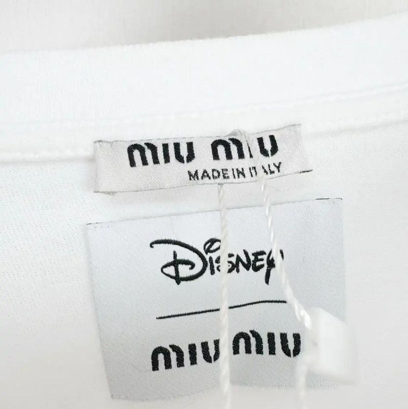 Miu Miu Miu Miu White Cotton Short Sleeve T-Shirt 0089 Size S / US 4 / IT 40 - 2 Thumbnail
