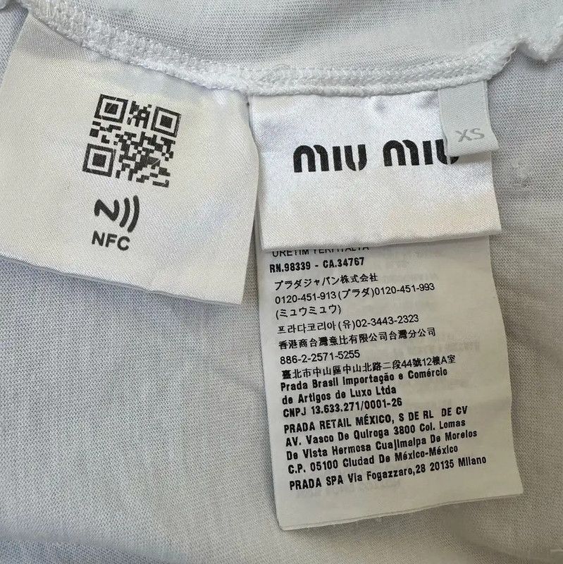 Miu Miu Miu Miu White Graphic Logo Cropped T-Shirt 0089 Size XS / US 0-2 / IT 36-38 - 8 Thumbnail