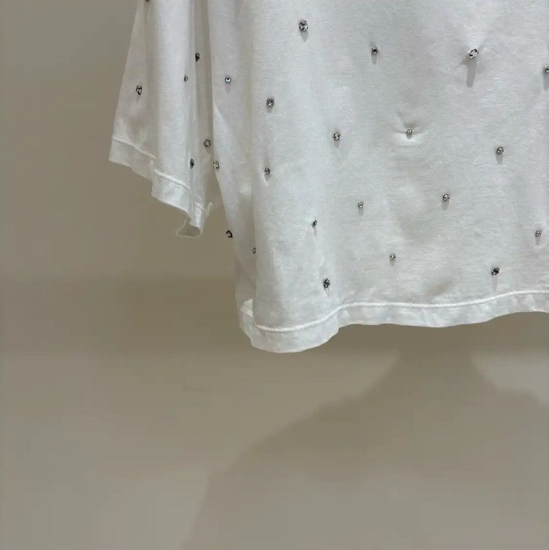 Miu Miu Miu Miu White Graphic Logo Cropped T-Shirt 0089 Size XS / US 0-2 / IT 36-38 - 5 Thumbnail