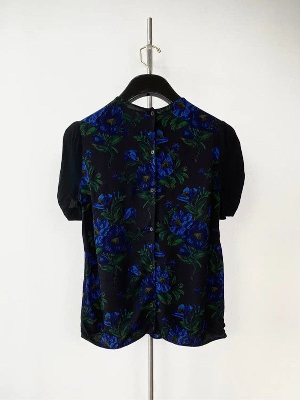 Miu Miu Miu Miu Black Floral Chiffon T-shirt 0089 Size S / US 4 / IT 40 - 2 Thumbnail