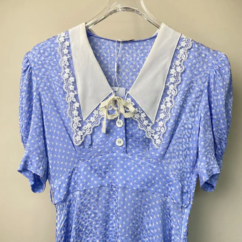 Miu Miu Miu Miu Blue Cotton Dress for Women 0089 Size S / US 4 / IT 40 - 3 Thumbnail