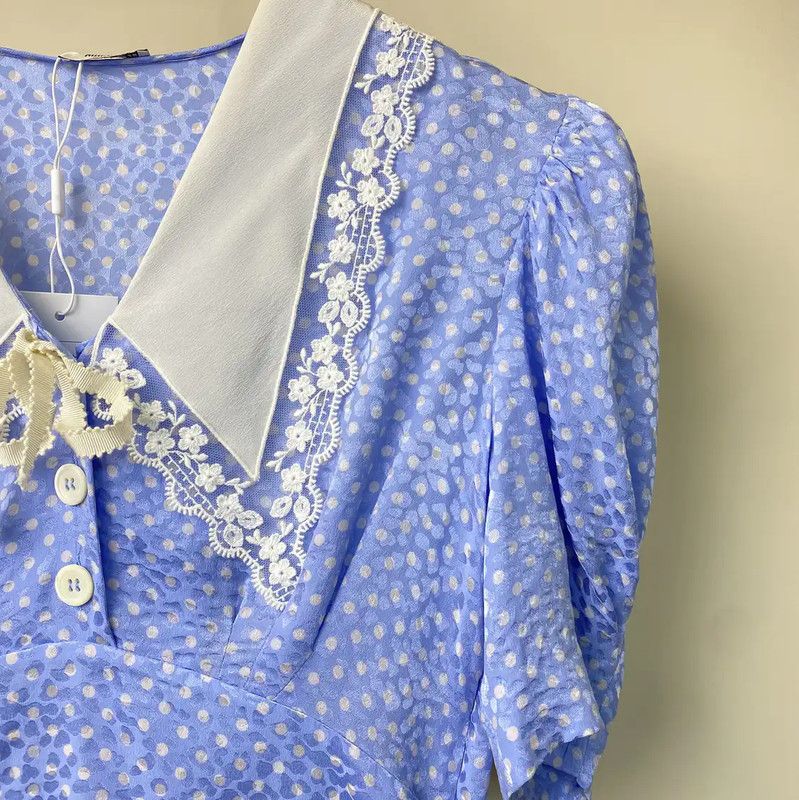 Miu Miu Miu Miu Blue Cotton Dress for Women 0089 Size S / US 4 / IT 40 - 4 Thumbnail