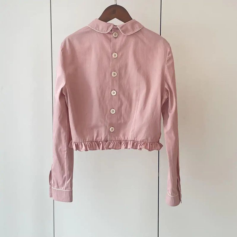 Miu Miu Miu Miu Pink Cotton Embroidered Crop Top 0089 Size M / US 6-8 / IT 42-44 - 2 Thumbnail