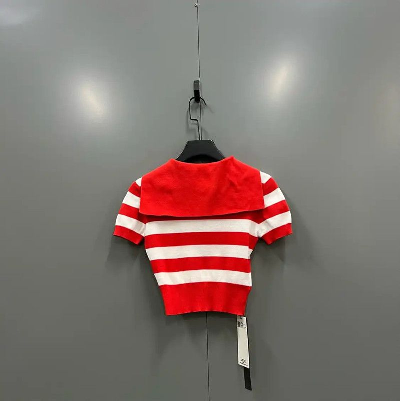 Miu Miu Miu Miu Summer Striped Short Sleeve T-Shirt 0089 Size ONE SIZE - 3 Thumbnail