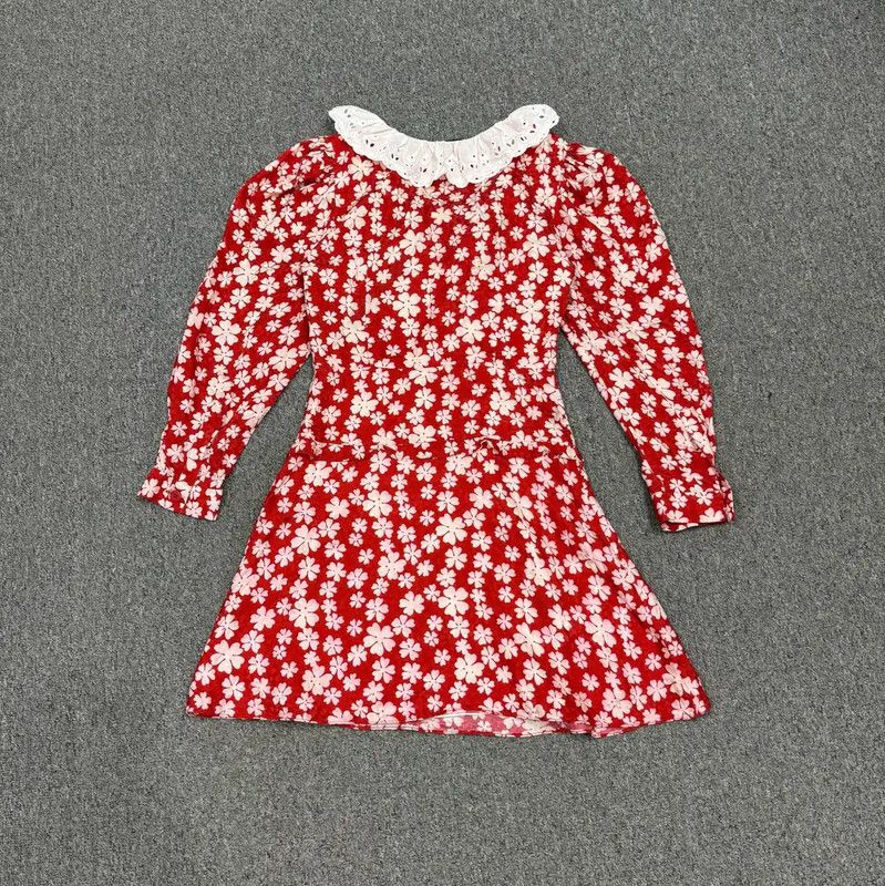 Miu Miu Miu Miu Red Cotton Floral Mini Dress 0089 Size XS / US 0-2 / IT 36-38 - 2 Thumbnail