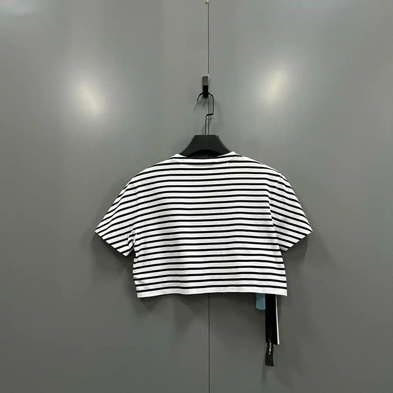 Miu Miu Miu Miu Summer Stripe Cropped T-Shirt 0089 Size M / US 6-8 / IT 42-44 - 3 Thumbnail