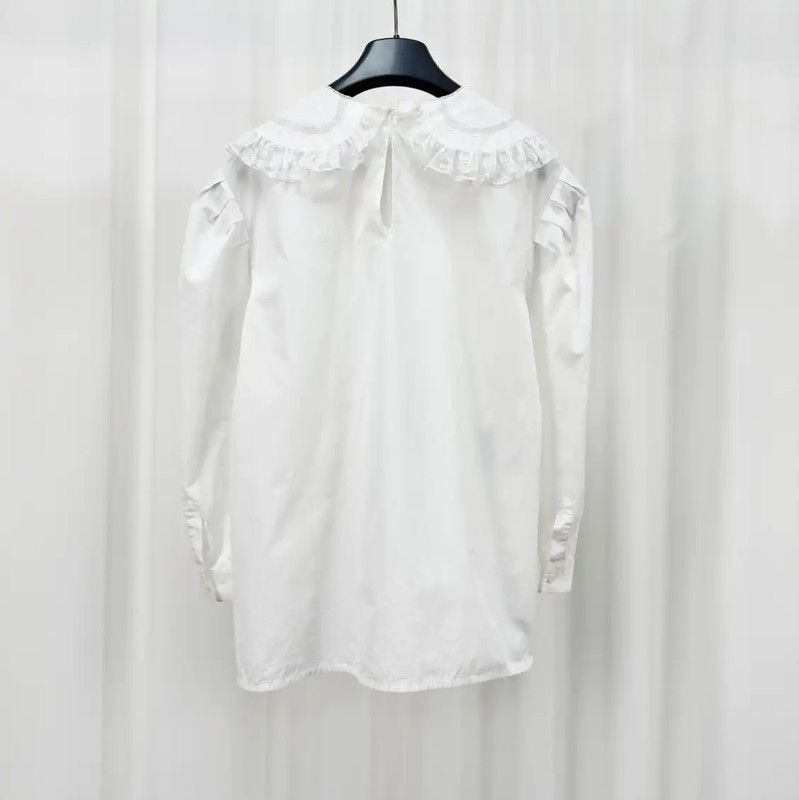 Miu Miu Miu Miu White Cotton Embroidered Logo Shirt 0089 Size M / US 6-8 / IT 42-44 - 2 Thumbnail