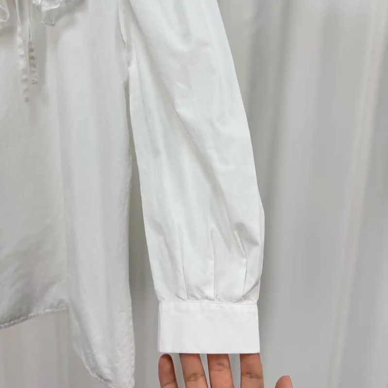Miu Miu Miu Miu White Cotton Embroidered Logo Shirt 0089 Size M / US 6-8 / IT 42-44 - 4 Thumbnail