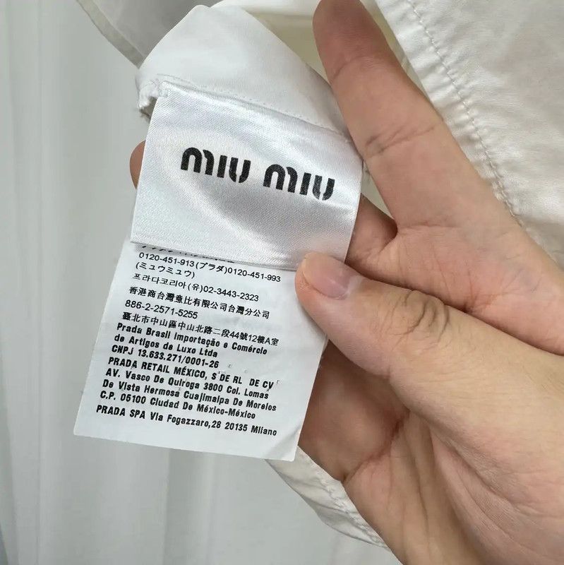 Miu Miu Miu Miu White Cotton Embroidered Logo Shirt 0089 Size M / US 6-8 / IT 42-44 - 6 Thumbnail